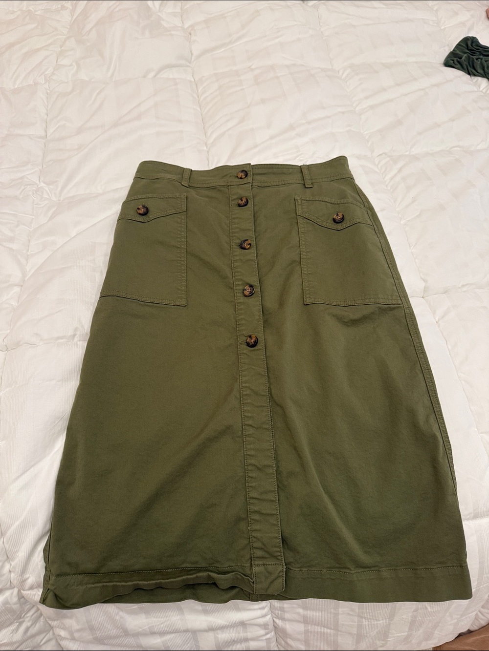 Joe's Jeans Olive Green Button-Front Midi Skirt